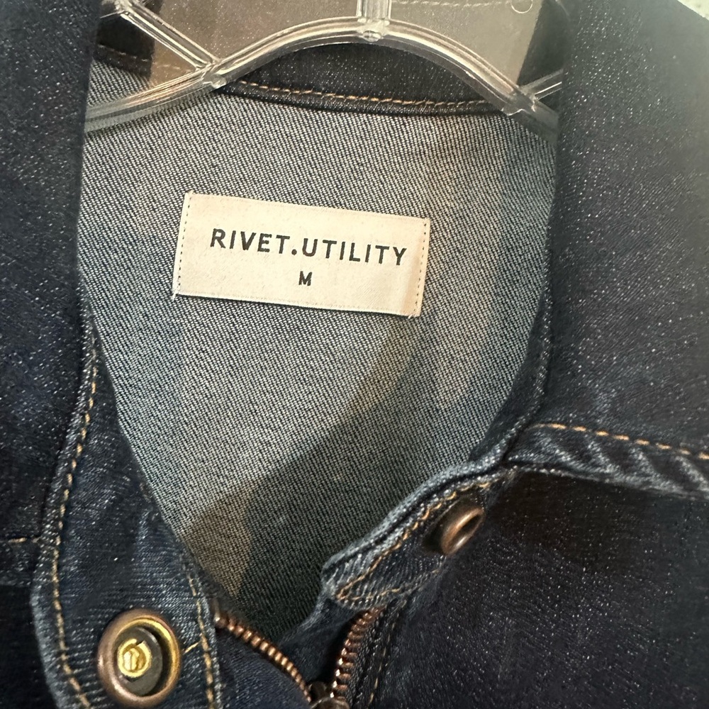 Denim River. Utility Jumpsuit in Dark Blue - Picture 4 of 15